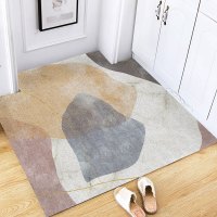 现代简约丝圈地垫仿木纹pvc地毯进脚垫垫可裁剪家用入户口 60*90cm 水彩粉墨可裁丝圈地垫