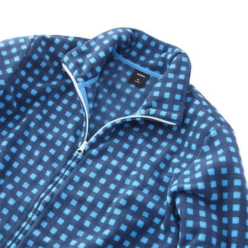 vancl凡客诚品 双色叠印小格立领开衫 海军蓝色/果蓝色 s