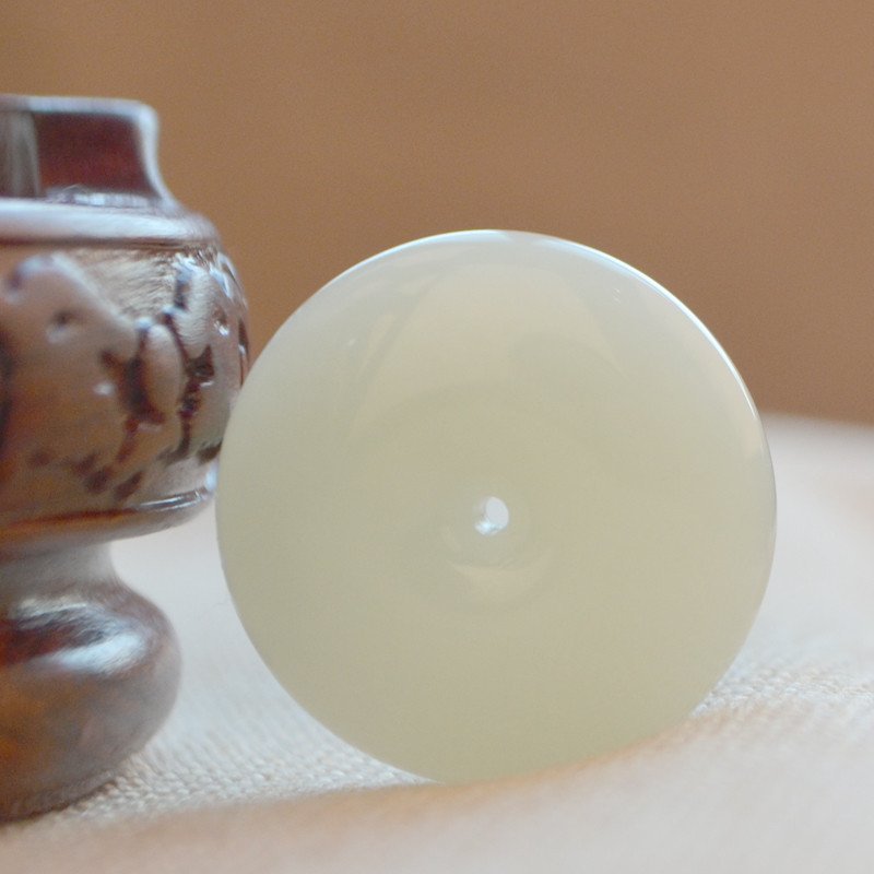 福聚祥新疆和田玉白玉平安扣吊坠 白色