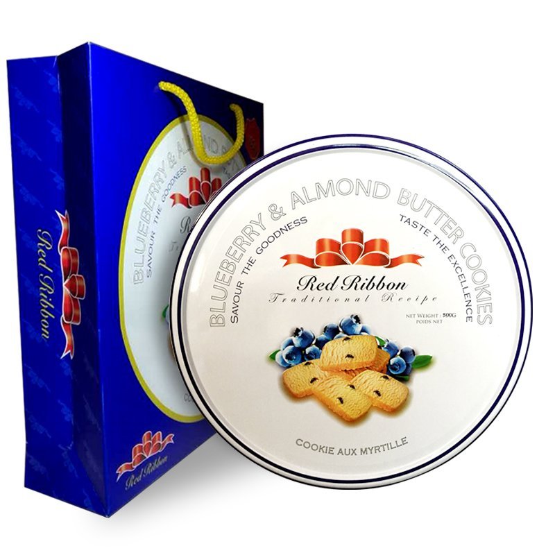 马来西亚 red ribbon蓝莓奶油味曲奇饼干500克 进口曲奇饼干