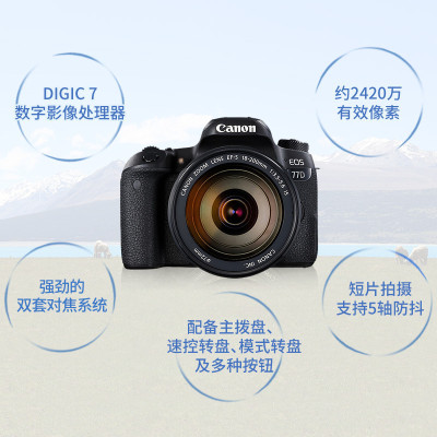 佳能(Canon) EOS 77D 套机（18-135mm）镜头 数码单反相机