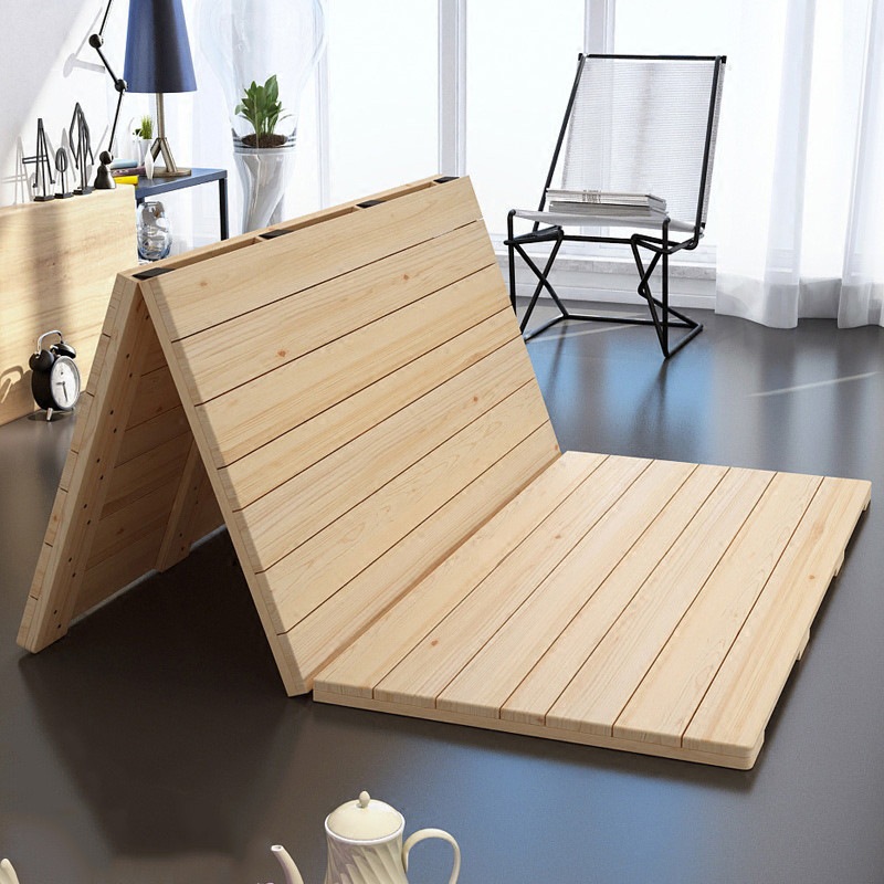 悦含护腰硬床板折叠床板排骨架床松木板实木床板床垫可定做 三折床板