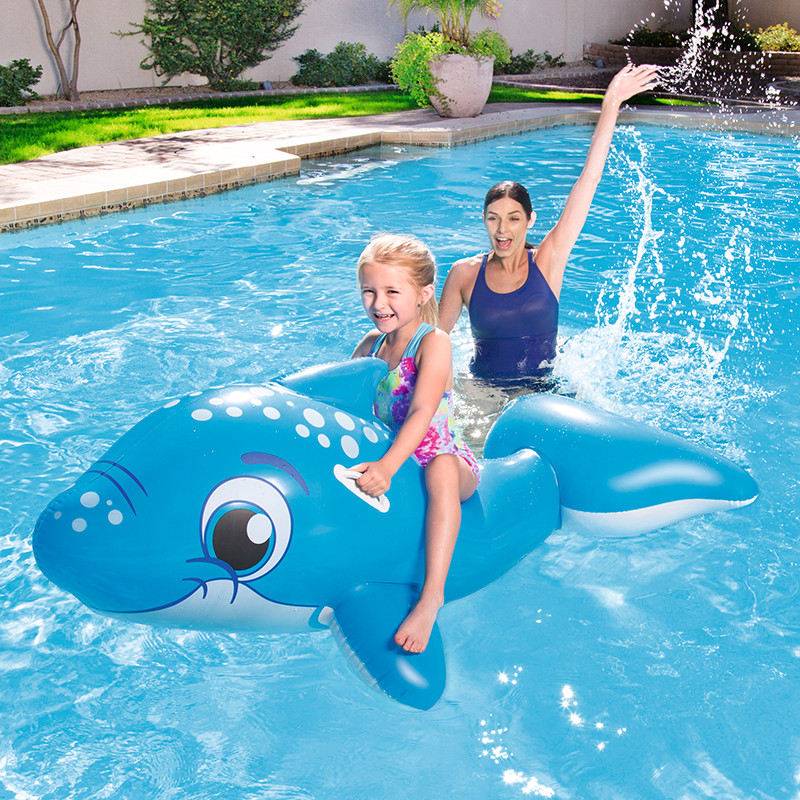 苏宁自营百威bestway儿童充气海豚坐骑水上游玩浮圈泳圈41087
