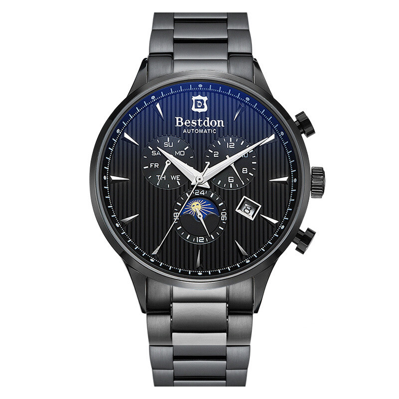 邦顿(bestdon)手表男士机械表全自动镂空大表盘钢带表夜光多功能防水