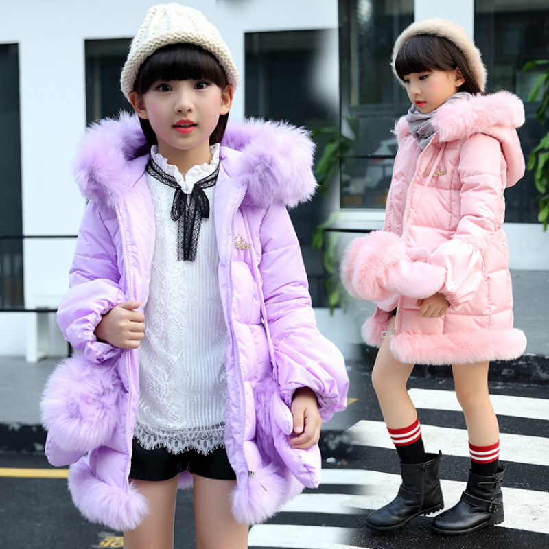 女童冬装外套新款儿童棉服中长款棉衣秋冬款加厚中大童棉袄