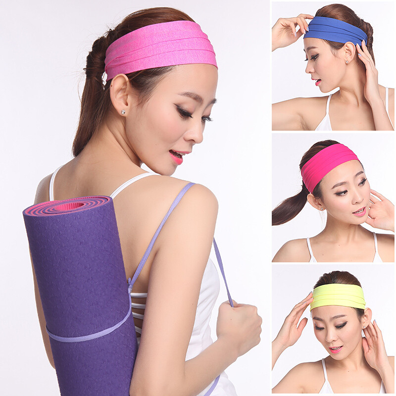 户外专业运动跑步头带瑜伽发带吸汗带宽边女士头箍头巾性感