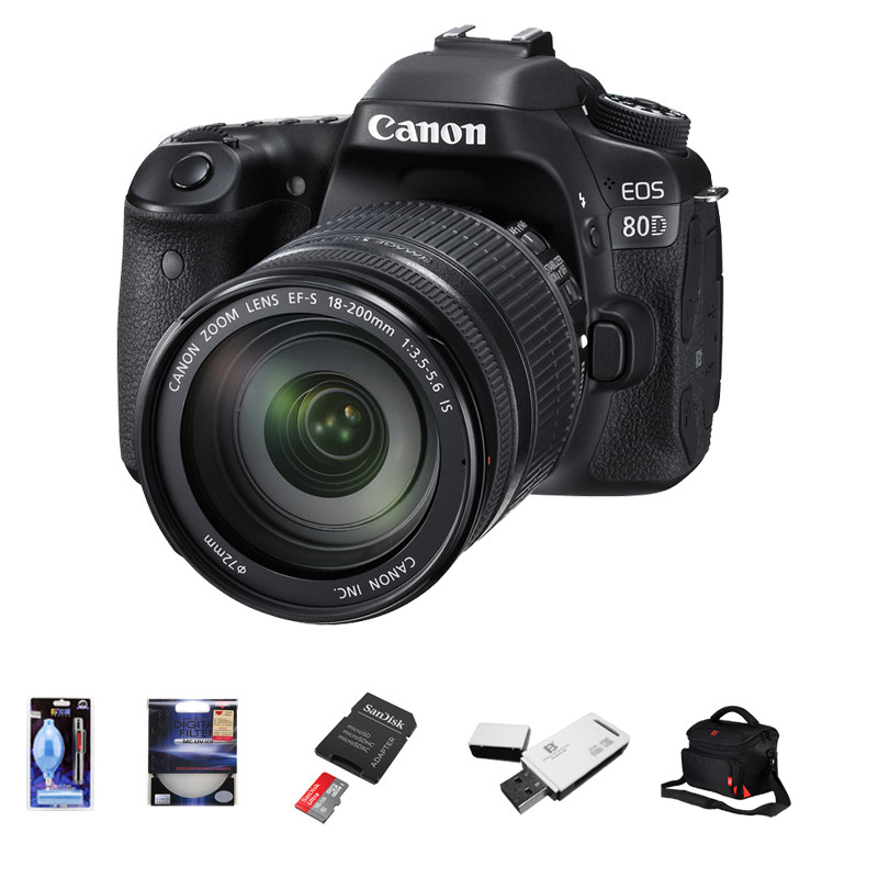 佳能(Canon) EOS 80D 单反套机(18-200)SD卡