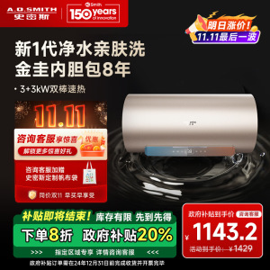 AO史密斯60升电热水器佳尼特 专利免清洗 金圭内胆8年包换 短款易安装 双棒速热CTE-60KB遥控