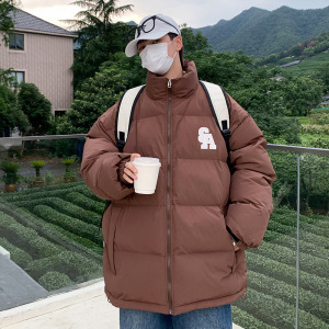 2023冬季新款棉服外套港风休闲潮流字母保暖拼色棉衣男