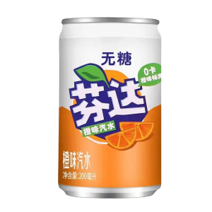 芬达饮料迷你罐0卡橙味汽水200ML罐整箱小瓶装零度无糖