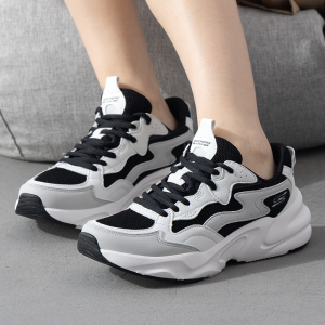 Skechers/斯凯奇女鞋新款熊猫鞋轻质缓震透气运动休闲鞋117366-WBK ZP