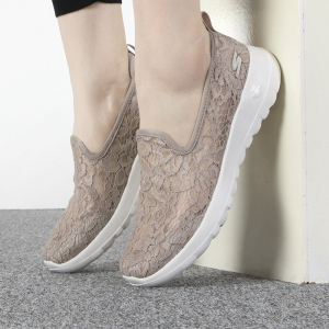 Skechers斯凯奇女鞋新款一脚蹬休闲鞋轻质蕾丝健步鞋896020-BKW ZP