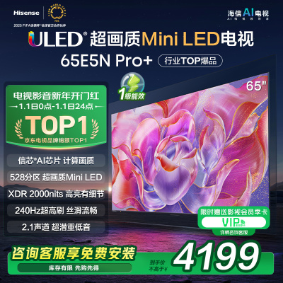 海信65E5N Pro+ 65英寸Mini LED 电视机液晶家用 家电补贴换新