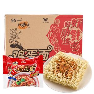 统一好劲道鸡蛋面27包整箱批发麻辣味方便面干脆面捏碎面干吃面