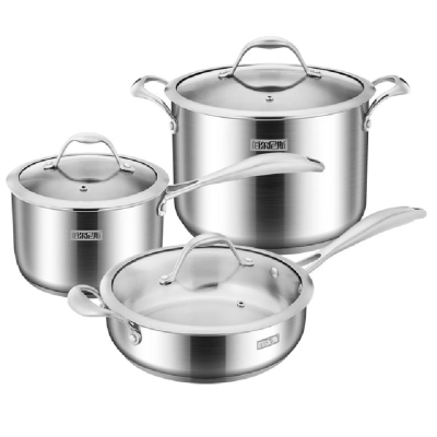 伯尔尼斯摩登304锅具三件套BENS-259奶锅18cm高汤锅24cm煎锅24cm