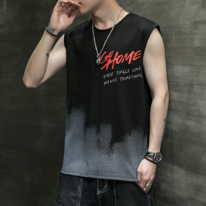 夏季坎肩背心男士无袖T恤潮流运动健身宽松纯棉体恤连帽百搭简约