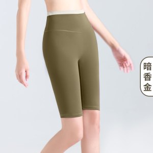蜜桃腰口拼接五分裤尴尬线裸感高腰跑步运动瑜伽短裤女
