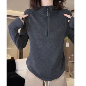半高领秋冬女装新款立领卫衣时尚百搭打底衫简约设计感上衣潮