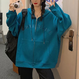 灰色连帽卫衣女春秋季新款小个子慵懒风长袖BF风外套开衫上衣ins