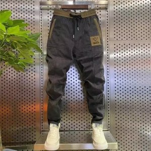 商务休闲裤网红同款灯芯绒裤子男士直筒宽松休闲裤条绒裤