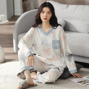 睡衣女2025年新款秋冬季纯棉长袖可外穿女士卡通休闲风家居服套装