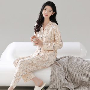 抗静电情侣纯棉睡衣女春夏季休闲大码宽松长袖长裤男士家居服套装