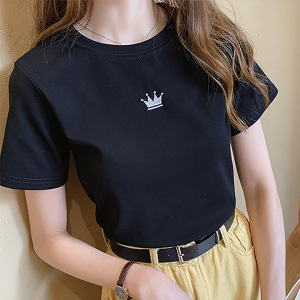 糖果色女式修身短袖T恤女夏短款打底衫上衣韩国女装