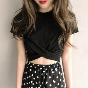 ins白色短袖T恤女夏休闲打底衫女式学生衣服韩国女装