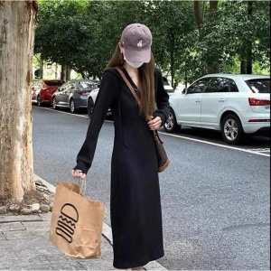 法式白色卫衣连衣裙子春秋季新款女装小个子设计感显高连帽长裙潮