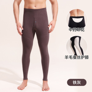 高腰秋裤男士加长羊毛蚕丝护腰护膝保暖裤女内穿修身打底裤礼盒装_1