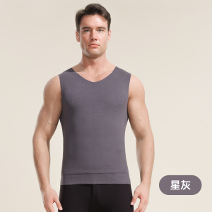 男士全羊毛贴片背心男款痕打底内穿秋冬护背保暖背心女大码上衣