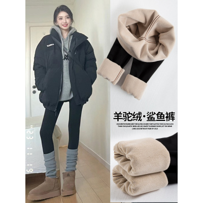 鲨鱼裤女冬季加绒新款外穿加厚保暖棉裤紧身裤瑜伽黑色打底裤_107