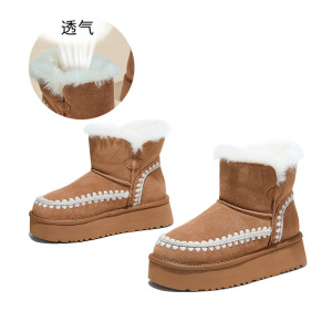 真羊毛真皮雪地靴女冬新款加绒保暖百搭复古棉靴休闲加厚女靴