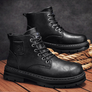 新款马丁靴男士高帮英伦皮面复古工装靴子秋冬季男鞋Men Boot