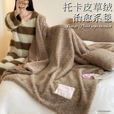 韩系卧室纯色皮草绒毛毯秋冬加厚牛奶绒沙发盖毯办公室午睡休闲毯