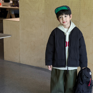 童酷男童冬季新款韩版纯色宝宝面包服加厚保暖低领儿童棉服潮