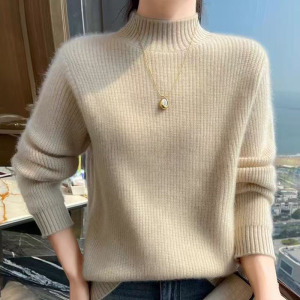秋冬季新款百搭半高领弹力显瘦保暖打底毛衣女舒适保暖内搭针织衫