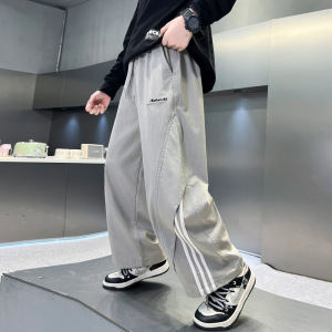 男童春装休闲长裤2026新款中大童阔腿黑色男孩儿童直筒春秋款裤子