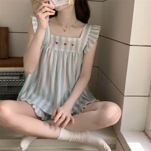 2026新款睡衣女夏云朵棉韩版卡通可爱公主风薄款背心款家居服套装