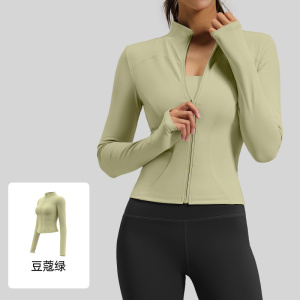 纯色基础瑜伽服外套裸感紧身透气立领运动健身上衣女