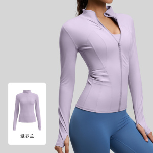 裸感瑜伽服运动外套修身锦纶立领紧身夹克上衣跑步健身服女