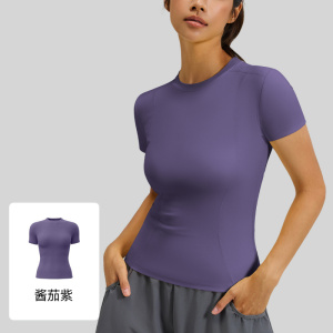 薄款运动紧身瑜伽服短袖上衣女跑步健身T恤