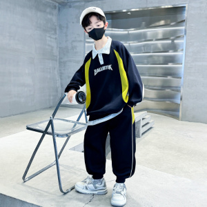 男童春装卫衣套装2026新款春季中大童儿童男孩POLO衫春秋款痞帅