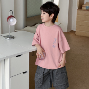 童酷2026男童夏季新款前后卡通印花中大童T恤柔软圆领儿童短袖潮