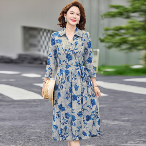 2026时尚印花中老年妈妈装大码宽松连衣裙女40-60岁中年夏装裙子