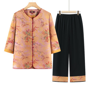 奶奶装新款春夏薄款女装两件套套装老年女士休闲衣服宽松夏装衣服