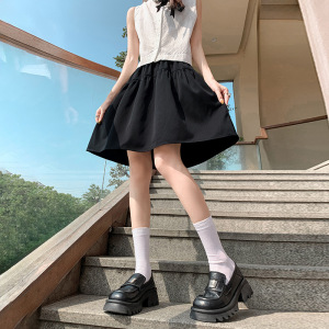 日系半身裙女夏薄2026新款高腰显瘦休闲a字裙伞裙小个子宽松短裙