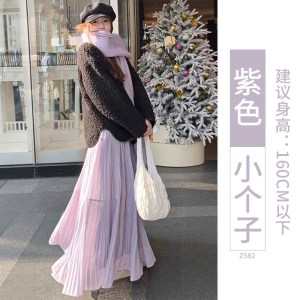 白色半身裙女2026新款春夏季高腰大摆裙百褶皱a字伞裙蛋糕中长裙