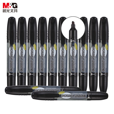 晨光 M&G 大双头记号笔 MG-2110 粗头3.0mm 细头0.8mm (黑色) 12支/盒 盒