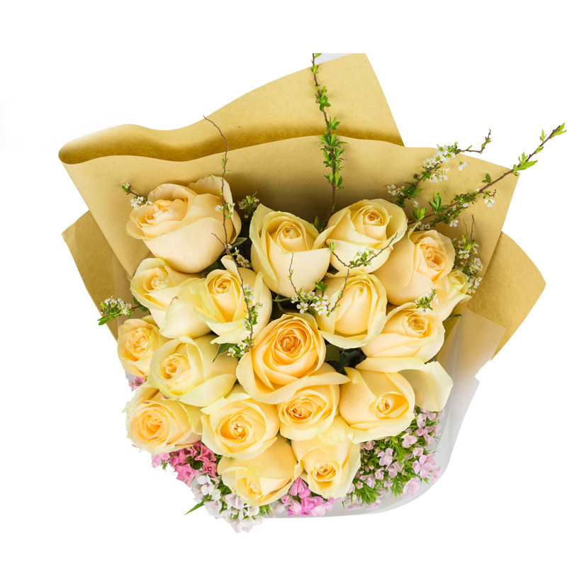 春舞枝19枝香槟玫瑰花束全国北京上海广州深圳杭州配送同城鲜花速递